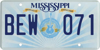 MS license plate BEW071