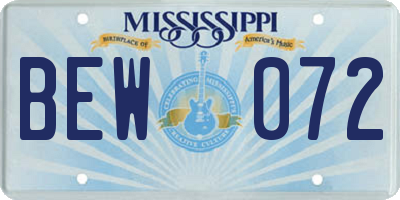 MS license plate BEW072
