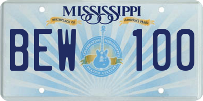 MS license plate BEW100