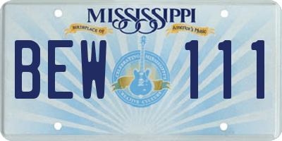 MS license plate BEW111