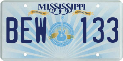 MS license plate BEW133