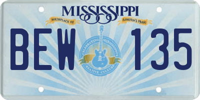 MS license plate BEW135