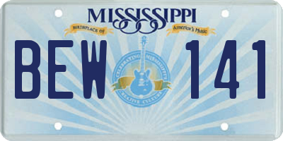 MS license plate BEW141