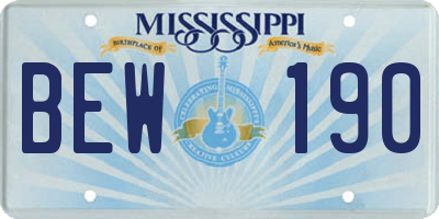 MS license plate BEW190