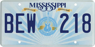 MS license plate BEW218