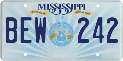 MS license plate BEW242