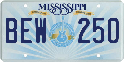 MS license plate BEW250