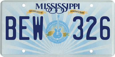 MS license plate BEW326