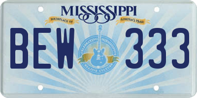 MS license plate BEW333