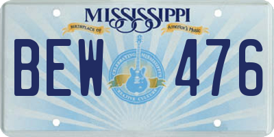 MS license plate BEW476