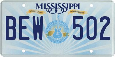 MS license plate BEW502