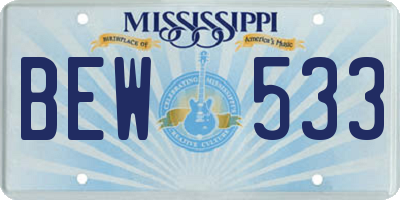MS license plate BEW533