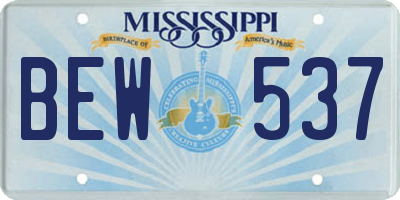 MS license plate BEW537