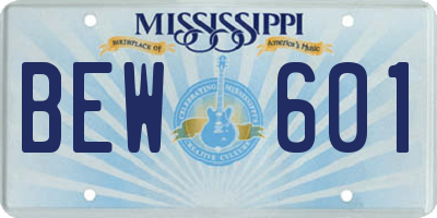 MS license plate BEW601