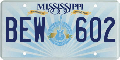 MS license plate BEW602