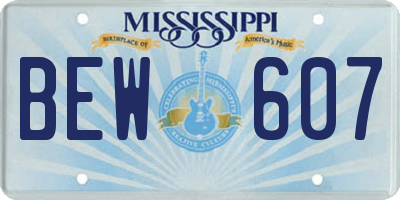 MS license plate BEW607