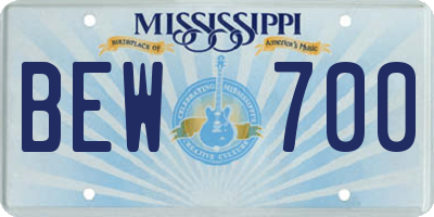 MS license plate BEW700