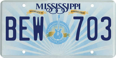 MS license plate BEW703