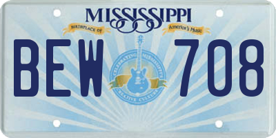 MS license plate BEW708