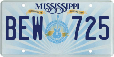 MS license plate BEW725