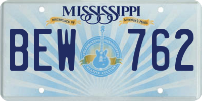 MS license plate BEW762