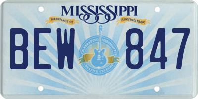 MS license plate BEW847
