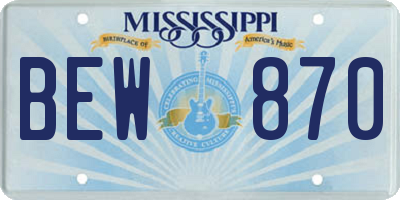 MS license plate BEW870