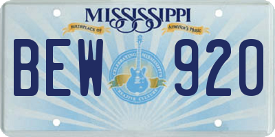 MS license plate BEW920