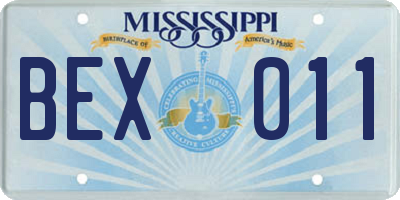 MS license plate BEX011