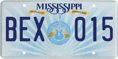 MS license plate BEX015