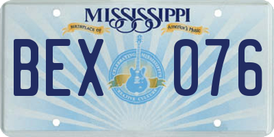 MS license plate BEX076