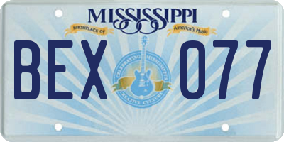 MS license plate BEX077