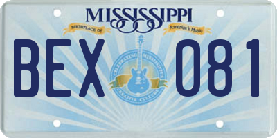 MS license plate BEX081