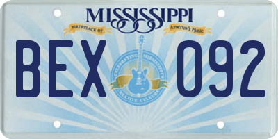MS license plate BEX092