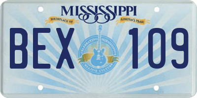 MS license plate BEX109