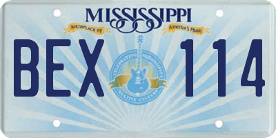 MS license plate BEX114