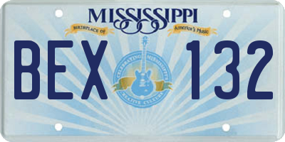 MS license plate BEX132
