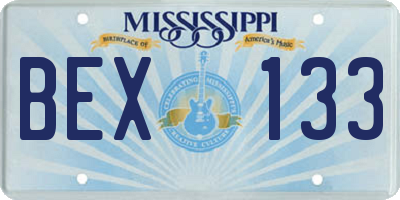 MS license plate BEX133