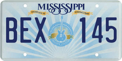 MS license plate BEX145