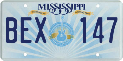 MS license plate BEX147