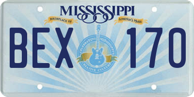 MS license plate BEX170