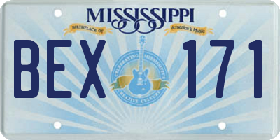 MS license plate BEX171