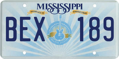 MS license plate BEX189