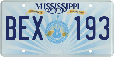 MS license plate BEX193