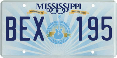 MS license plate BEX195