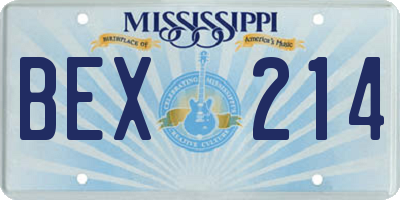 MS license plate BEX214