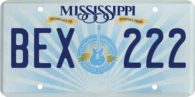 MS license plate BEX222
