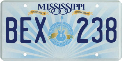 MS license plate BEX238