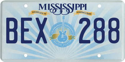 MS license plate BEX288