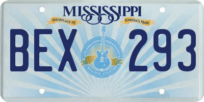 MS license plate BEX293